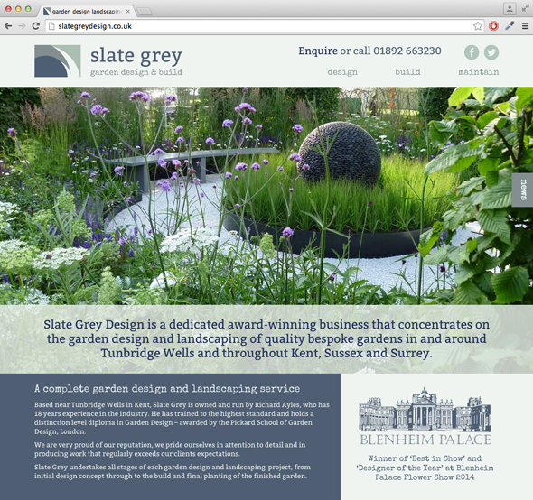 Wordpress website design for  a garden design & landscaping company based near Tunbridge Wells